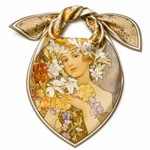 PAOLA RIVELLI Šatka, 90 x 90 cm Alfons Mucha Flower