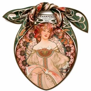 PAOLA RIVELLI Šatka, 90x90 cm Alfons Mucha F. Champenois Imprimeur-Éditeu