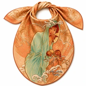 PAOLA RIVELLI Šatka, 90x90 cm Alfons Mucha Štyri ročné obdobia Zima